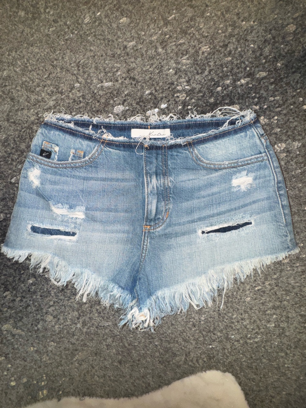 KanCan Light Blue Distressed Frayed Hem Denim Shorts